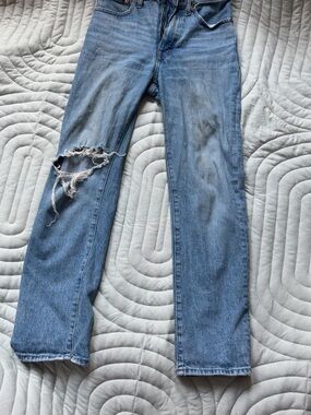 Madewell Light Blue Denim Jeans with Tan Stitching